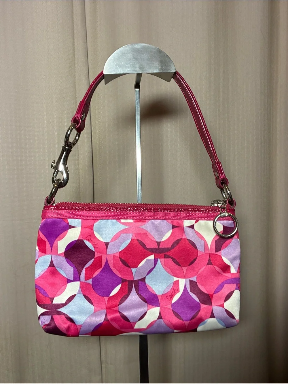 Coach Pink Purple Geometric Wristlet